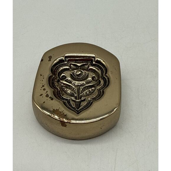 Unbranded Jewelry - Vtg Brass Dapping Jewelry Mold Casting Floral Heart 1 3/8” Stamp Seal Pendant